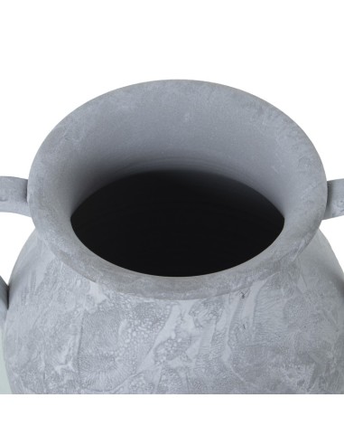 Jarrón Asas Cerámica Gris Esponja