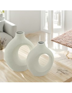 Jarrón Cerámica 26cm Blanco Mate 2