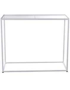 Set 2 Mesas Metal Blanco cristal Transparente 2