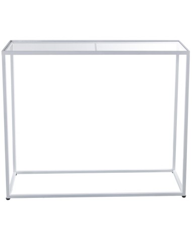 Set 2 Mesas Metal Blanco cristal Transparente