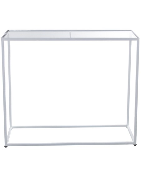 Set 2 Mesas Metal Blanco cristal Transparente
