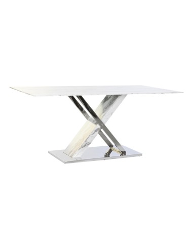 Mesa comedor cristal simil mármol blanco