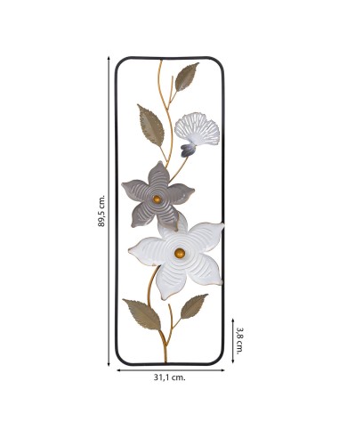 Mural decorativo pared metal 2 flores
