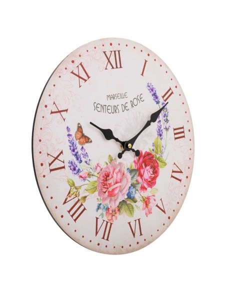 Reloj vintage floral de pared
