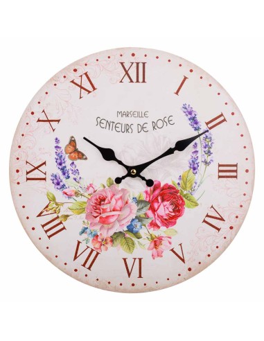 Reloj vintage floral de pared