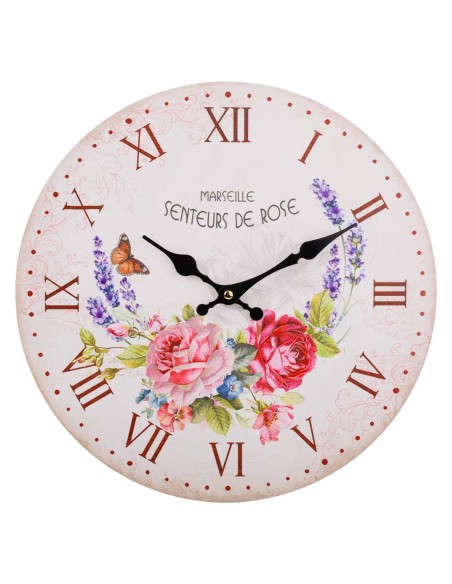 Reloj vintage floral de pared