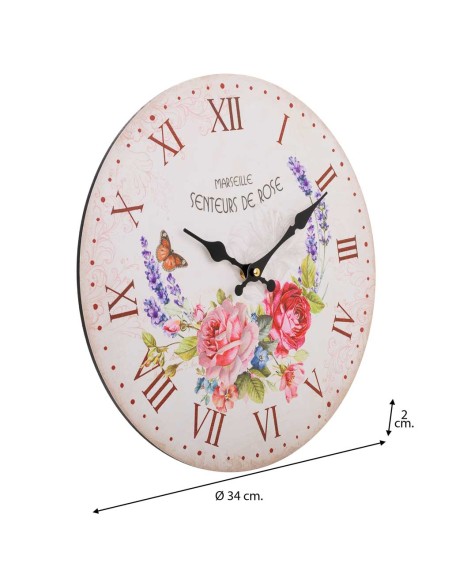 Reloj vintage floral de pared