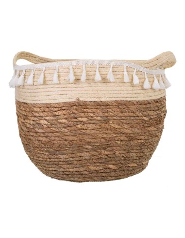 Capazo de fibra natural con flecos