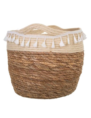 Capazo de fibra natural con flecos