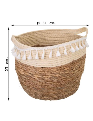 Capazo de fibra natural con flecos