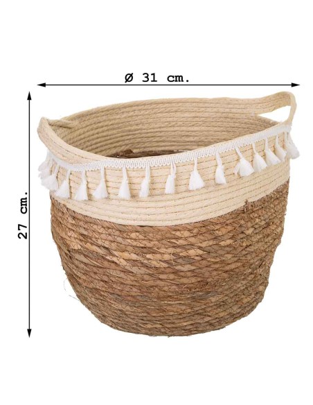 Capazo de fibra natural con flecos