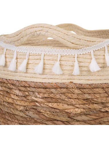 Capazo de fibra natural con flecos