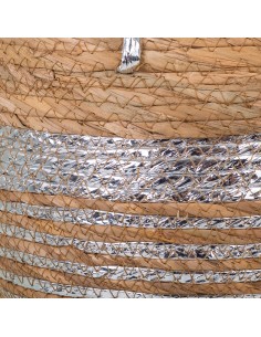 Capazo fibra natural con detalles plateados 2