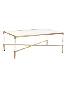 Mesa de centro cristal dorada