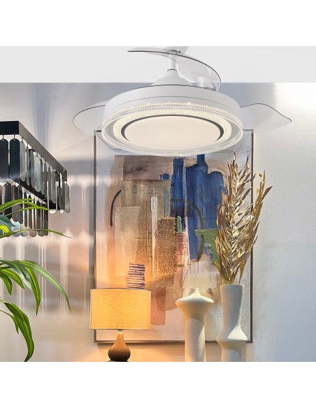 Ventilador de techo Whisper blanco aspas retráctiles