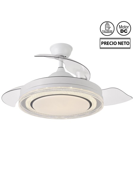 Ventilador de techo Whisper blanco aspas retráctiles
