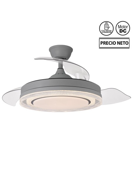 Ventilador de techo Whisper gris aspas retráctiles