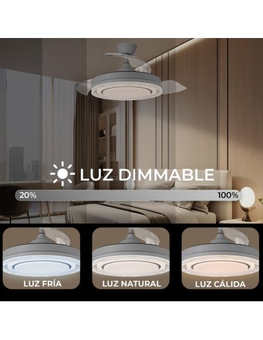 Ventilador de techo Whisper gris aspas retráctiles