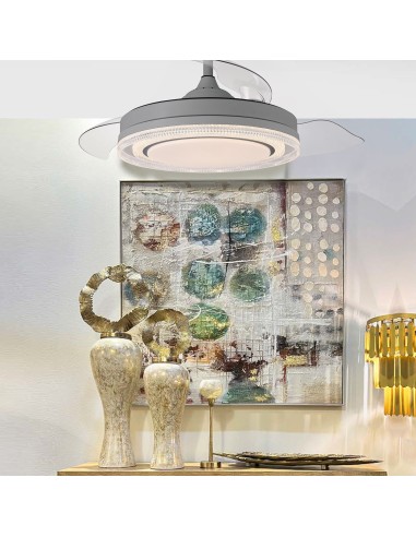 Ventilador de techo Whisper gris aspas retráctiles