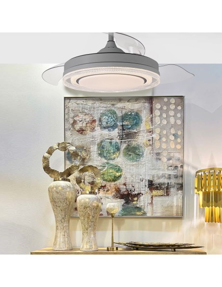 Ventilador de techo Whisper gris aspas retráctiles