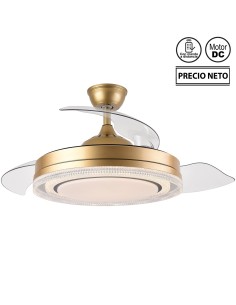 Ventilador de techo Whisper dorado aspas retráctiles