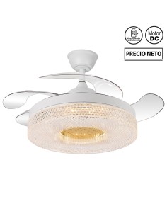 Ventilador de techo Ethereal blanco aspas retráctiles