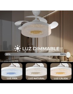 Ventilador de techo Ethereal blanco aspas retráctiles 2