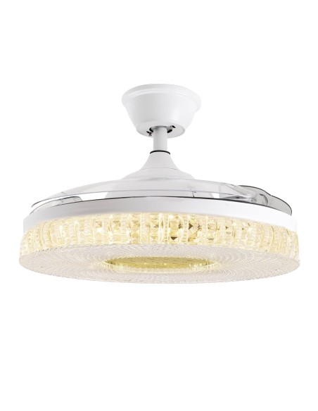 Ventilador de techo Ethereal blanco aspas retráctiles