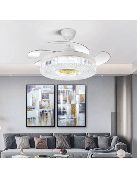 Ventilador de techo Ethereal blanco aspas retráctiles