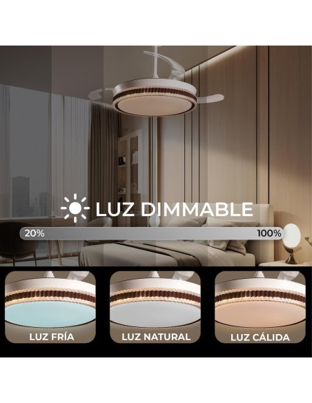 Ventilador de techo Quaint blanco aspas retráctiles