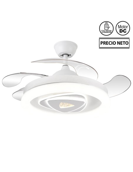Ventilador de techo Celestial blanco aspas retráctiles