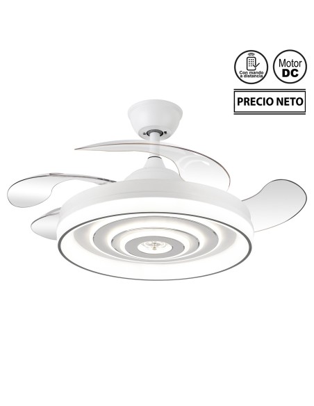 Ventilador de techo Cascade blanco aspas retráctiles
