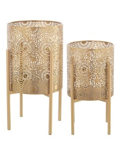 Juego de 2 Maceteros metal Dorado