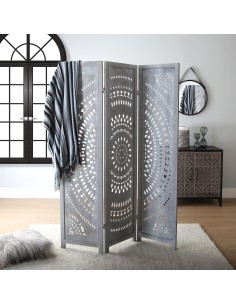 Biombo círculos bohemio gris 2