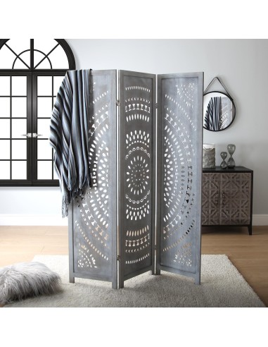 Biombo círculos bohemio gris