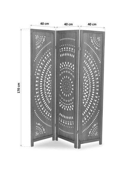 Biombo círculos bohemio gris