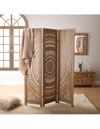 Biombo bohemio marrón de circulos