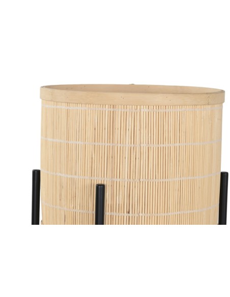 Macetero Set 3 bambú y metal negro