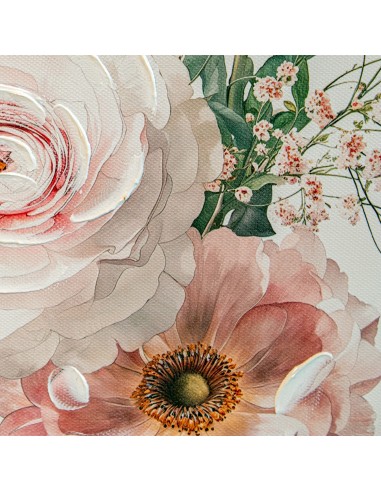 Cuadro flores pintado a mano en lienzo