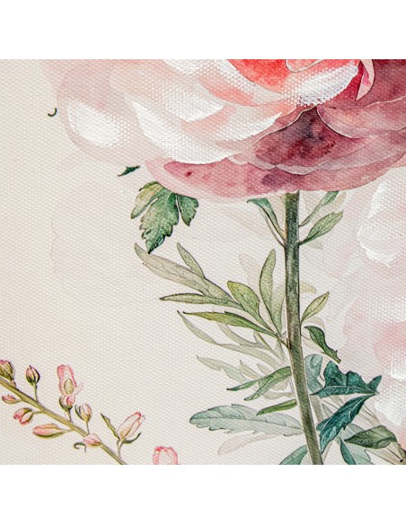 Cuadro con diseño de flores sobre lienzo