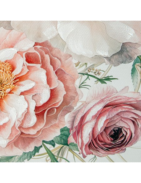 Cuadro con diseño de flores sobre lienzo