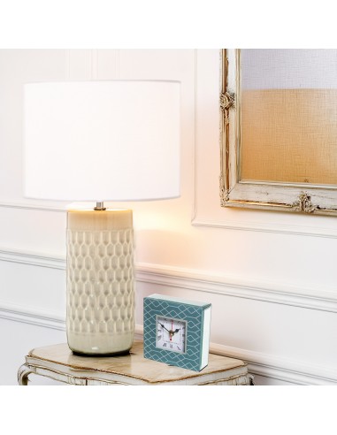 Lampara sobremesa crema con pantalla