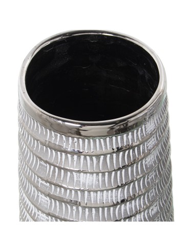 Jarrón cerámica plata y blanca pequeño