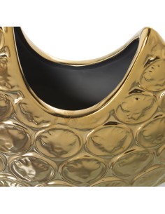 Jarrón cerámica dorado y blanco grande 2