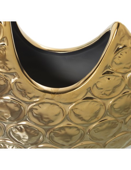 Jarrón de cerámica dorado y blanco pequeño