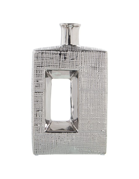 Jarrón cerámica plata agujero