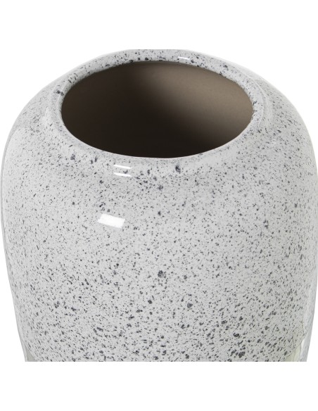 Jarrón redondo blanco y plata