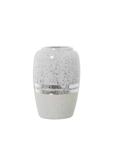 Jarrón cerámica plateado y blanco pequeño