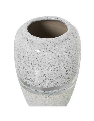 Jarrón cerámica plateado y blanco pequeño