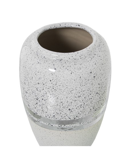 Jarrón cerámica plateado y blanco pequeño